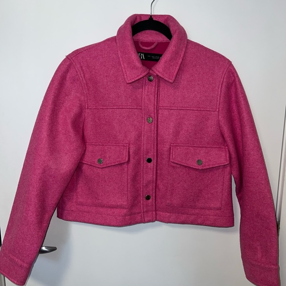 Zara Pink Cropped Jacket - Picture 1 of 7